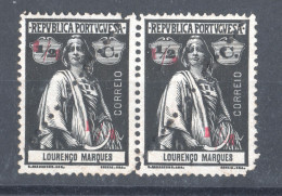 2 X Lourenco Marques - 1915 Ceres OVP 1/4 Perforated Af. 144 Surcharge And Diagonal Perforation EXTRA RARE MNH** AND MH* - Lourenco Marques