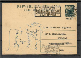 TRIESTE A  1951 DEMOCRATICA INTERO POSTALE  C14 Viaggiato - Marcofilía