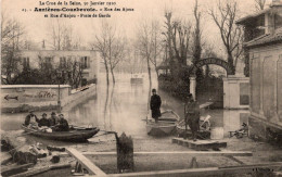 Asnières Courbevoie Rue Des Ajoux Et Rue D'Anjou - Poste De Garde -  Crue Inondations 1910 - Inondations