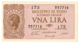 1 LIRA BIGLIETTO DI STATO LUOGOTENENZA UMBERTO VENTURA 23/11/1944 FDS - Otros