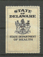 USA State Of Delaware State Department Of Health Tax Steuermarke Taxe (*) - Fiscale Zegels