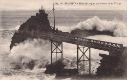 FRANCE - 64 - BIARRITZ - Effet De Vague Au Rocher De La Vierge - Carte Postale Ancienne - Biarritz