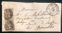 Belgique, N°10 (paire) Sur Lettre, Cachet QUIEVRAIN 20.6.1859 - (N332) - Autres & Non Classés