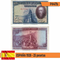 B0817# España 1928. 25 Pts - Tipo B (VF) P#74b - 1-2-5-25 Peseten