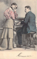 FANTAISIE - Femme - Homme - Piano - Tabouret - Costume - Carte Postale Ancienne - Other & Unclassified
