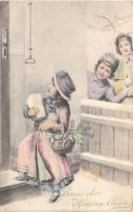FANTAISIE - Bonne Et Heureuse Année - Enfants - Fleurs - Carte Postale Ancienne - Other & Unclassified