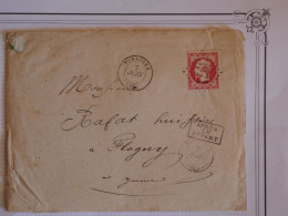 AZ22 FRANCE BELLE LETTRE  1864 TONNERRE A FLOGNY  N° 24 GC +OUBLI DATE +++ AFFRANCH. INTERESSANT+++ - 1862 Napoléon III