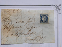 AZ22 FRANCE LETTRE INCOMPLETE  20 MARS 1851 NEUCHATEL A LA FEUILLYE+  CERES N° 4 GRILLE  +++ AFFRANCH. PLAISANT+++ - 1849-1850 Cérès