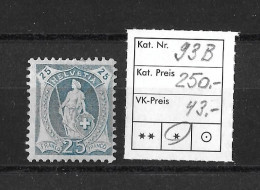 1905 - 1908 STEHENDE HELVETIA  Weisses Papier Mit Wasserzeichen     ►SBK-93B* / CHF 250.-◄ - Ungebraucht