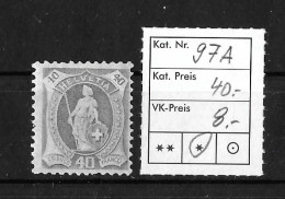 1907 STEHENDE HELVETIA  Faserpapier Mit Wasserzeichen      ►SBK-97A*◄ - Unused Stamps