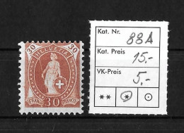 1907 STEHENDE HELVETIA  Faserpapier Mit Wasserzeichen      ►SBK-88A*◄ - Unused Stamps