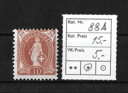 1907 STEHENDE HELVETIA  Faserpapier Mit Wasserzeichen      ►SBK-88A*◄ - Ongebruikt