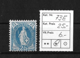 1900 - 1903 STEHENDE HELVETIA   14 Zähne Senkrecht Kontrollzeichen Form B    ►SBK-73E*◄ - Neufs