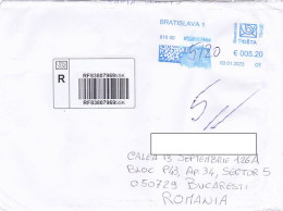 QR CODE, BRATISLAVA BLUE MACHINE PRINTED STAMPS ON REGISTERED COVER, 2023, ESTONIA - Cartas & Documentos