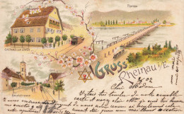 Gruss Aus Rheinau I/e. * Rhinau * CPA Litho Illustrateur Souvenir * 1907 * Croix Judaica Judaisme Juif - Autres & Non Classés