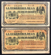 Messico MEJICO MEXICO La Tesoreria De La Federacion 1 PESOS 1913  PS#1040 X 2 Es.   LOTTO 4480 - Mexique