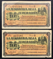 Messico MEJICO MEXICO La Tesoreria De La Federacion 10 Centavos 1913  PS#1058 X 2 Es.   LOTTO 4481 - Mexico