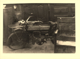 Moto Side Car De Marque Type Modèle ? * Motos Motocyclette Transport Sidecar * Photo Ancienne époque ? 24x17.5cm - Moto