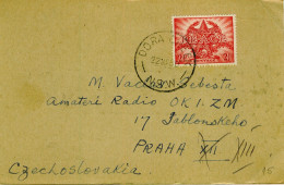 AUSTRALIA 1950 2½d Peace Stamp On Amateur Radio Card To Czechoslovakia With DORA CREEK NSW Postmark - Briefe U. Dokumente