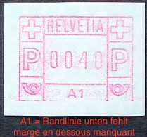 Schweiz Suisse FRAMA 1976: Erste ATM-Ausgabe:"Zürich A1" Zumstein 1I Michel 1.1  ABART VARIÉTÉ ** (SBK = CHF 12.00) - Affranchissements Mécaniques