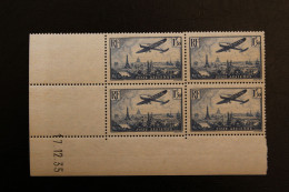 FRANCE PA N°9 1F50 BLEU COINS DATES NEUF** "AVION SURVOLANT PARIS " Du 17.12.1935 TB - Poste Aérienne