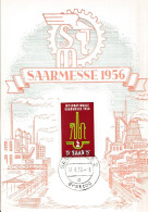 SAAR SARRE SAARLAND 350 Premier Jour FDC ETB Carte Postale Saarmesse Foire 14 Avril 1956 - 2 - FDC