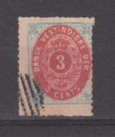 ANTILLE  DANESI:  1873/79  NUMERALE  -  3 C. BLU  E  ROSSO  US. -  FAKE  COPY  -  YV/TELL. ( 6 ) - Danemark (Antilles)