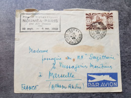 NOUVELLE CALEDONIE - Premier Vol Régulier Nouméa - Paris 1949 - Air France - - Covers & Documents
