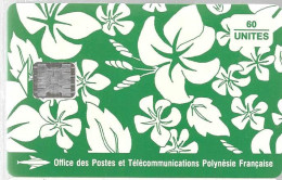 CARTE-PUCE-POLYNESIE-PF18-60U-SC5-S/Entourage-PAREO VERT Mat-5 Ge 00479-2 00-Env-Utilisé-TBE- - Polynésie Française