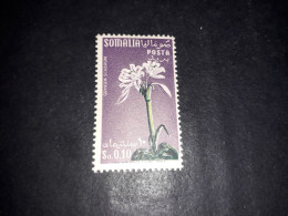 05AL32 SOMALIA AFIS 1955 FIORI SERIE ORDINARIA FILIGRANA RUOTA 10 C. "X" - Somalië (AFIS)