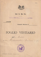 Napoli. 1927. REPARTO MILIZIA POSTETELEGRAFICA NAPOLI - FOGLIO VESTIARIO. COMPLETO - Documents