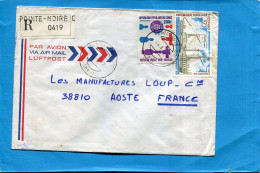 Marcophiie- CONGO-lettreREC  Pour France -cad  Pointe Noire 1977-2-stamps N°A189 Coop Space Urss -usa-A275 Bateau Hambur - Autres & Non Classés