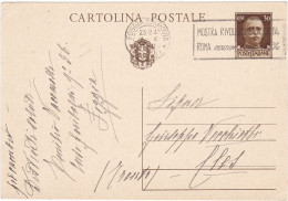 ITALIA - REGNO - FOGGIA - INTERO POSTALE C. 30 - VIAGGIATO PER CLES (TRENTO)- 1933 - Paketmarken