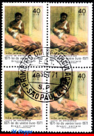 Ref. BR-1198-QC BRAZIL 1971 - LAW OF FREE WOMB,PAINTING, MI# 1292, BLOCK CANCELED 1ST DAY NH, ART 4V Sc# 1198 - Used Stamps