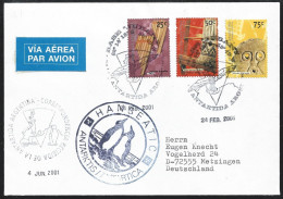 Argentina 2001 Antarctica To Germany Cover With Culture Set Stamps - Storia Postale