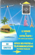 CARTE²-PUCE-POLYNESIE-PF4 -SC4-Trou6-60U-04/91-Le MONDE A Votre Porte-V° 5 Pe 24637-Utilisé-TBE-TRES RARE - Polynésie Française