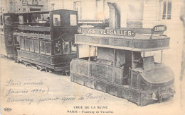 France - Paris  Tramway De Versailles - Crue De La Seine - Carte Postale Ancienne - La Seine Et Ses Bords