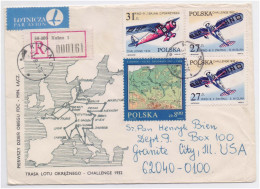 Circular Route Challenge 1932, Navigation, Map, Aviation, Explorer, Poland Registered Circulated Cover - Explorateurs