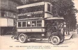 France - Paris - Les Moyens De Transport A Paris - Omnibus Automobile De La Cie Générale Des... - Carte Postale Ancienne - Public Transport (surface)