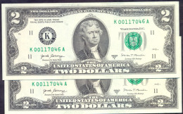 USA 2 Dollars 2017A K  - UNC # P- W545 < K - Dallas TX > - Federal Reserve (1928-...)