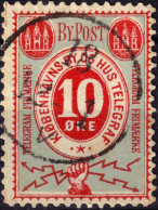 DANEMARK / DENMARK - 1882 - COPENHAGEN Lauritzen & Thaulow Local Post 10 øre Red & Pale Blue - VF Used - Local Post Stamps