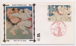 Sumo Wrestling, Sumo Wrestlers, Silk Cachet, Naniwa Cancellation Nippon Japan FDC - Lotta