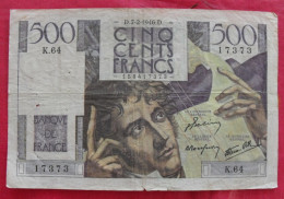 France. Billet 500 Cinq Cents Francs Chateaubriand. 7-2-1946. K64 - 1 000 F 1927-1940 ''Cérès E Mercure''