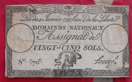 France. Assignat De Vingt-cinq Sols Série 570. Loi Du 4 Janvier 1792 - Assignats