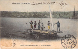 Nouvelle Calédonie - Pirogue Canaque - Colorisé - Oblitéré Paris Rue Poussin - Animé - Carte Postale Ancienne - Neukaledonien