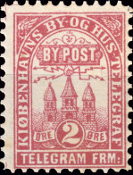 DANEMARK / DENMARK - 1880 - COPENHAGEN Lauritzen & Thaulow Local Post 2 øre Rose-red - No Gum - Local Post Stamps