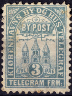 DANEMARK / DENMARK - 1880 - COPENHAGEN Lauritzen & Thaulow Local Post 3 øre Pale Blue - VF Used° -d - Local Post Stamps