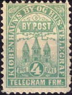 DANEMARK / DENMARK - 1880 - COPENHAGEN Lauritzen & Thaulow Local Post 4 øre Emerald Green - Mint* - Emissioni Locali