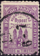 DANEMARK / DENMARK - 1883/4 - COPENHAGEN Lauritzen & Thaulow Local Post 3øre Violet - VF Used -b - Local Post Stamps