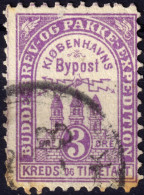 DANEMARK / DENMARK - 1883/4 - COPENHAGEN Lauritzen & Thaulow Local Post 3øre Violet - VF Used -c - Local Post Stamps